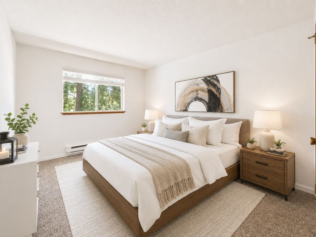 Bright, spacious bedroom at Sherwood Glen Apartments
